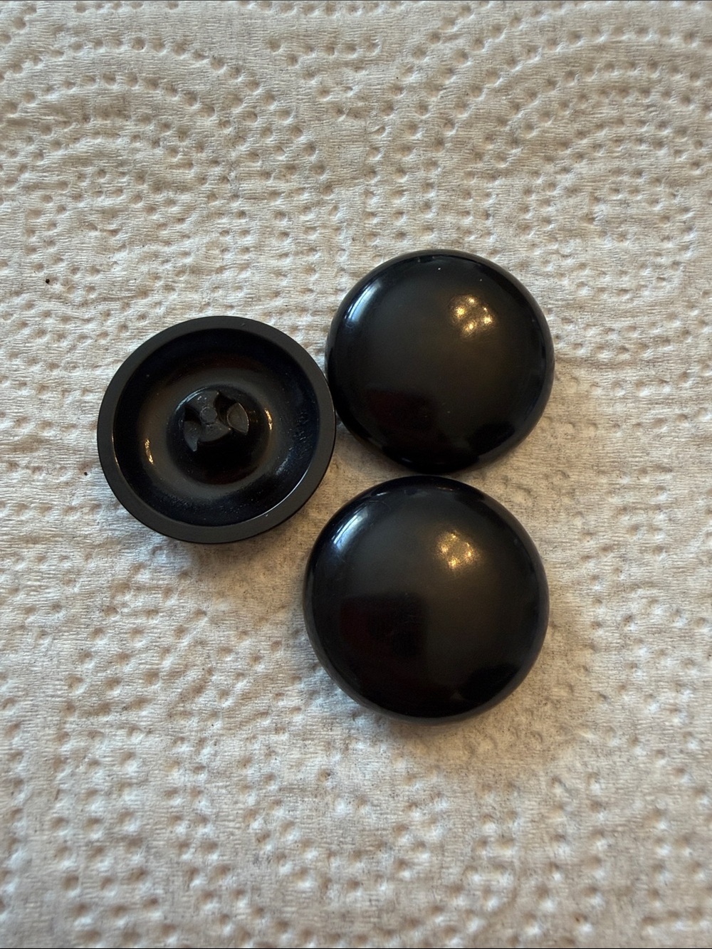 Set of 3 Shiny Black Dome Buttons